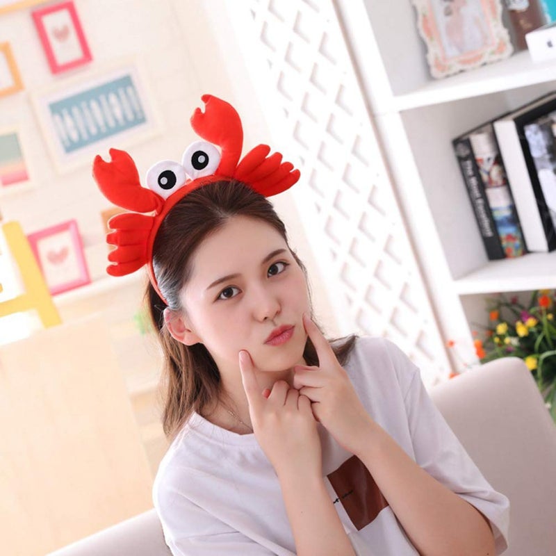 NUOBESTY Crab Headband Crab Costume Accessories Lobster Hair Hoops Plush Animal Hair Band Headwear for Halloween Dress Up Christmas Party - Image 3